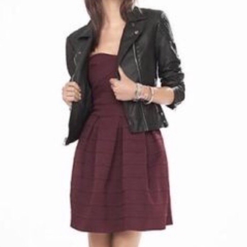 Express Maroon strapless cocktail dress